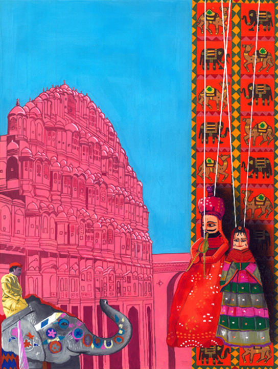 Peinture intitulée "Jaipur" par Durgesh Goswami, Œuvre d'art originale