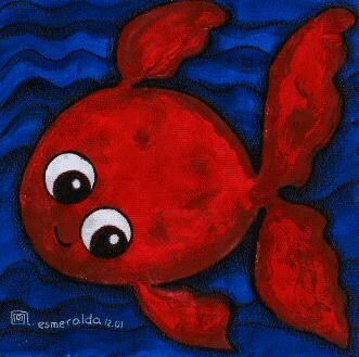 Рисунок под названием "Neugieriger Fisch" - Art Esmeralda Gallery, Подлинное произведение искусства