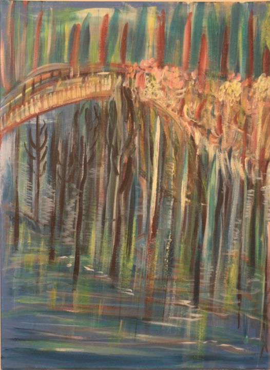 Peinture intitulée "Le pont des anges" par Rafqa, Œuvre d'art originale, Acrylique