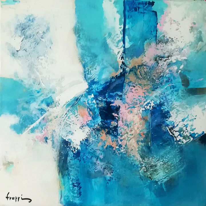 Malerei mit dem Titel "Blue lagon" von Art Frappis, Original-Kunstwerk, Acryl