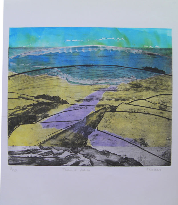 Gravures & estampes intitulée "TRACES" par Michèle Froment, Œuvre d'art originale, Linogravures