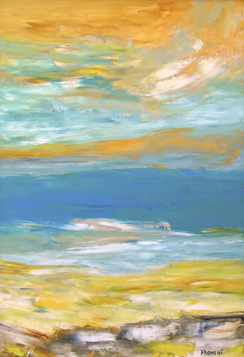 Peinture intitulée "MARINE paysage" par Michèle Froment, Œuvre d'art originale, Huile Monté sur Châssis