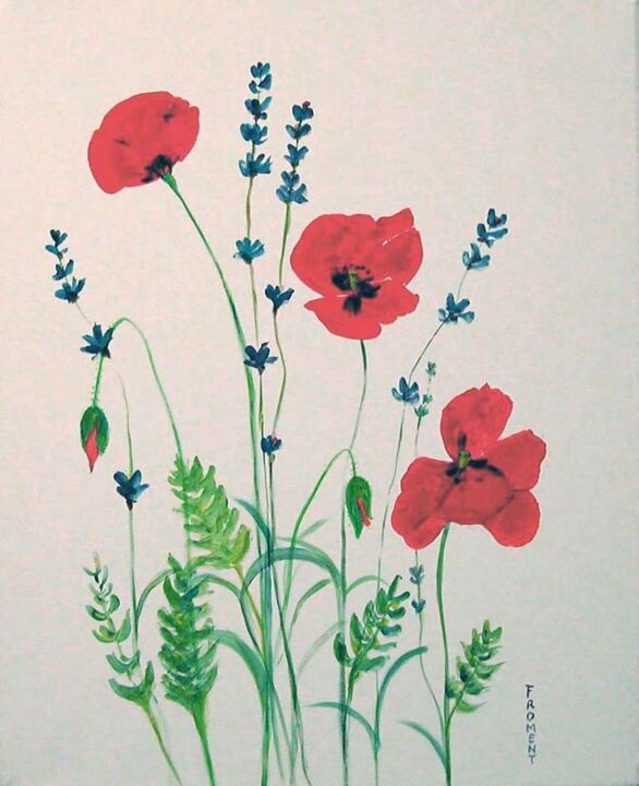 Peinture intitulée "COQUELICOTS REF. 29…" par Michèle Froment, Œuvre d'art originale, Huile Monté sur Châssis en bois