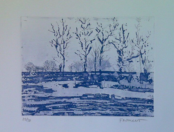 Printmaking titled "PLAISIR DE LA ROUTE…" by Michèle Froment, Original Artwork, Engraving Mounted on Cardboard