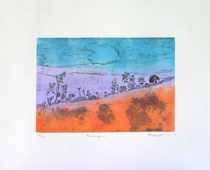 Printmaking titled "Nuage Ref. 129A 12/…" by Michèle Froment, Original Artwork, Engraving