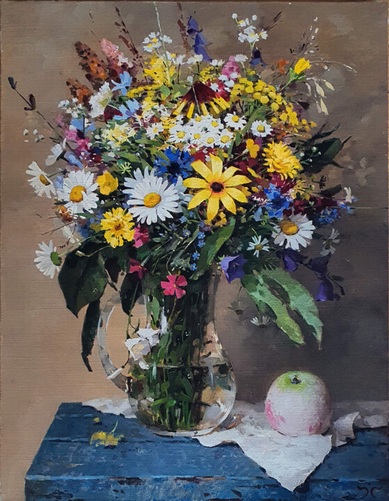 Peinture intitulée "Wild Flowers" par Art Gallery, Œuvre d'art originale, Huile