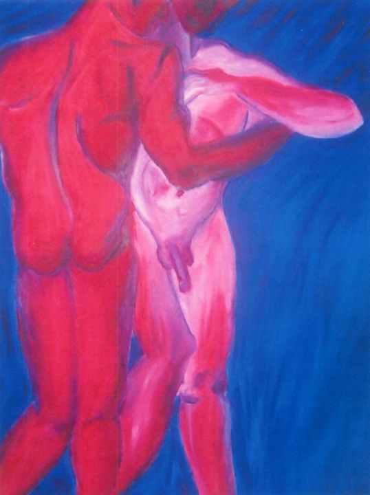 Peinture intitulée "Adam et Yves" par Gée, Œuvre d'art originale,
