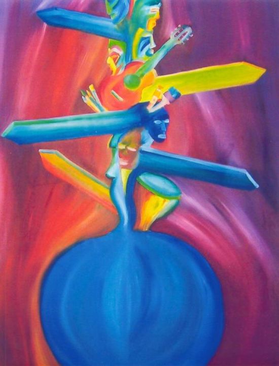 Peinture intitulée "Voyageart" par Gée, Œuvre d'art originale,