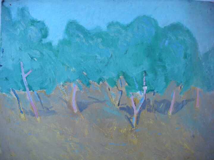 Painting titled "Mimosa grove" by Khvicha Grgedava, Original Artwork, Oil