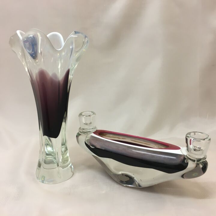 제목이 ""Vase & candels hol…"인 디자인 Art Glass로, 원작, 유리
