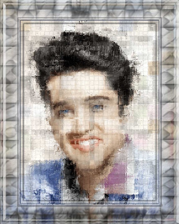 Digital Arts titled "Elvis - Refraction…" by Art Grafts, Original Artwork, Digital Painting Mounted on Aluminium