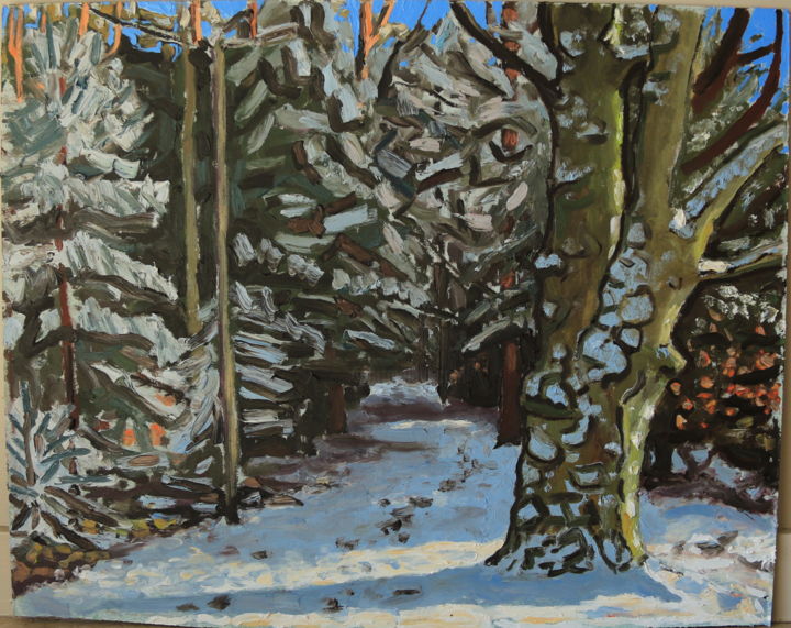 Peinture intitulée "Om vinteren" par Amund Gravdal Gravdal, Œuvre d'art originale, Huile
