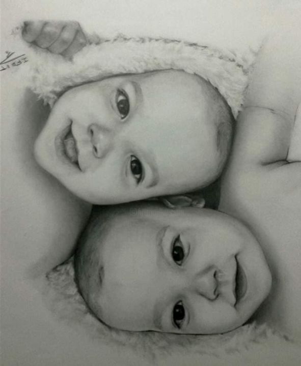 Dessin intitulée "Twins" par Ifrit, Œuvre d'art originale, Crayon