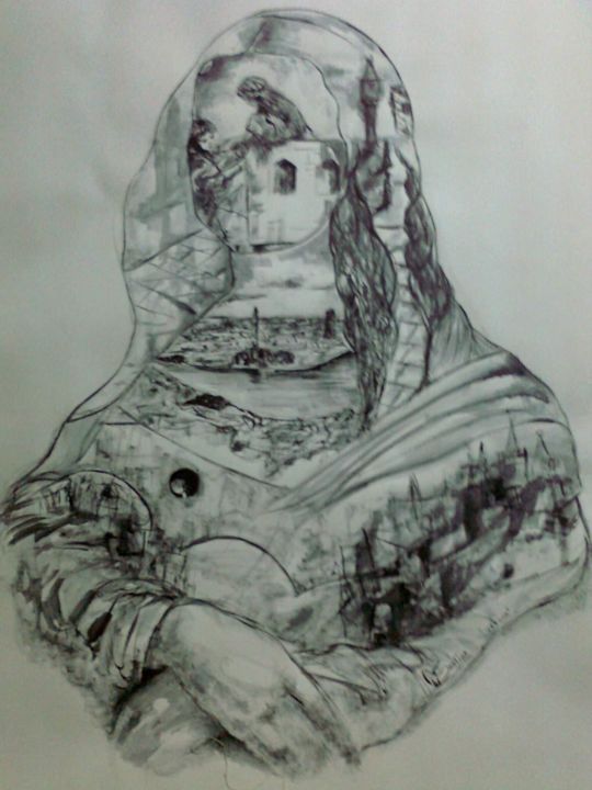 「VERONA」というタイトルの描画 Ifritによって, オリジナルのアートワーク, インク