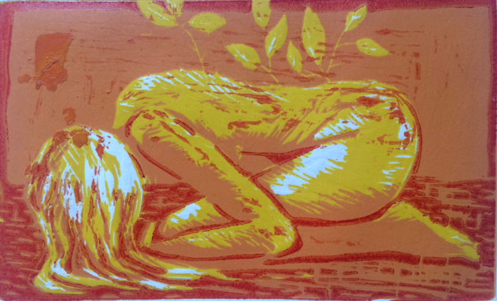 Printmaking titled "roig1.jpg" by Laya Garcia, Original Artwork, Xylography