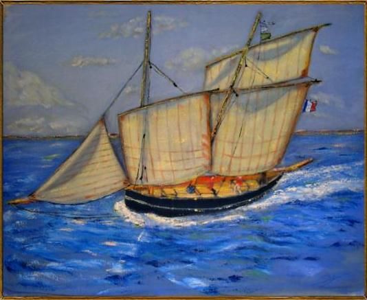 Peinture intitulée "Marine" par Madi, Œuvre d'art originale, Huile
