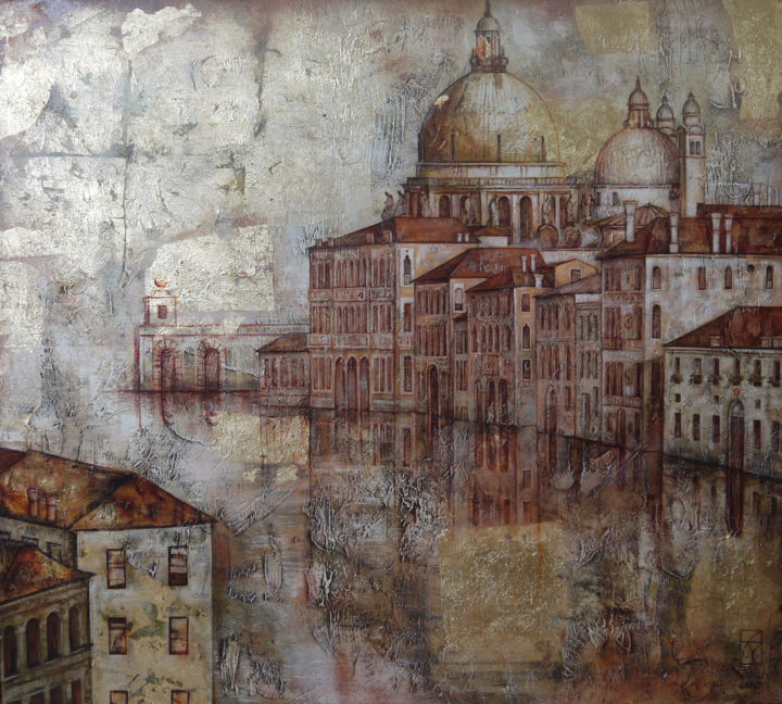 Картина под названием "Morning in Venice" - Maria Aristova, Подлинное произведение искусства, Масло Установлен на Деревянная…