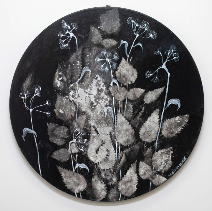 Peinture intitulée "Herbal motifs 2" par Maria Aristova, Œuvre d'art originale, Acrylique Monté sur Châssis en bois
