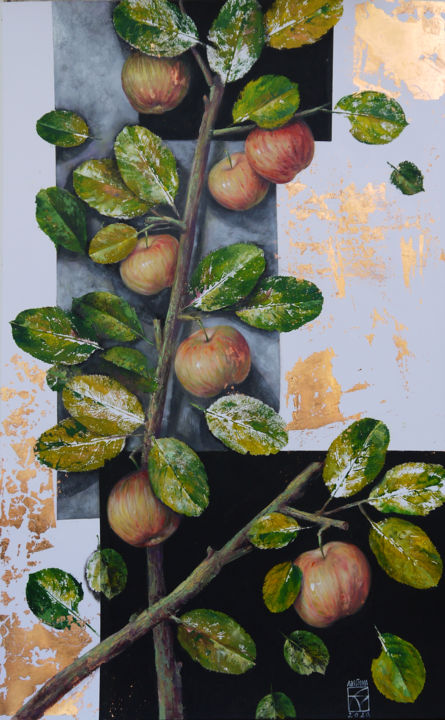 Peinture intitulée "Apple orchard" par Maria Aristova, Œuvre d'art originale, Acrylique