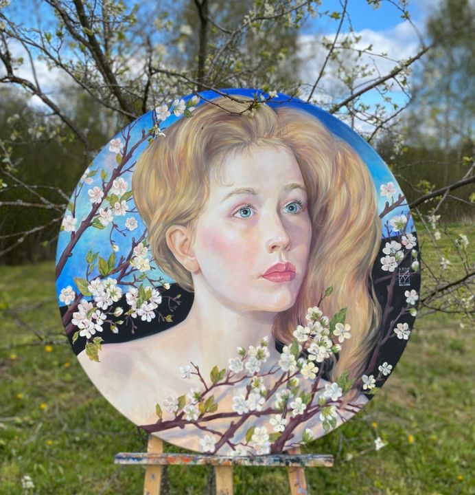 Malerei mit dem Titel "spring garden" von Maria Aristova, Original-Kunstwerk, Acryl