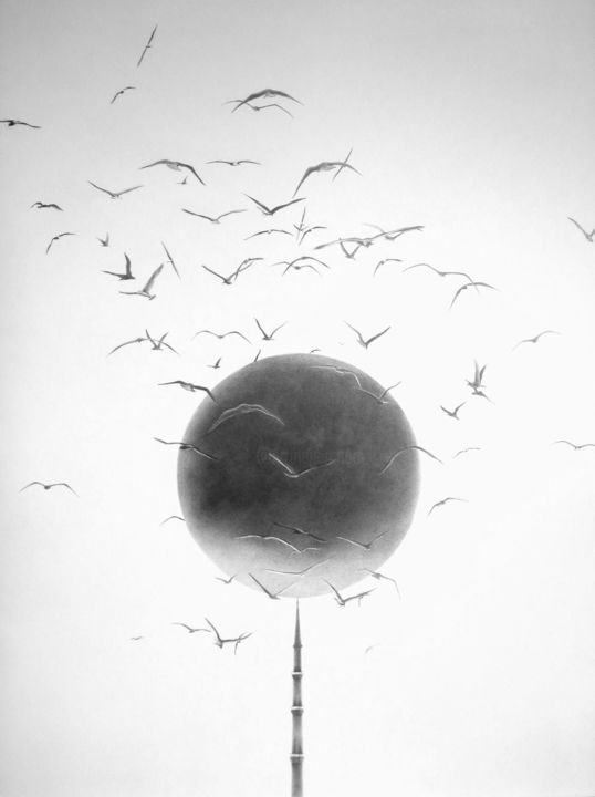 Dessin intitulée "p-9-oiseaux.jpg" par Marie Agnes Annic, Œuvre d'art originale