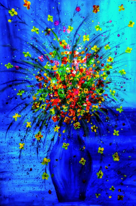 Malarstwo zatytułowany „Blumen” autorstwa Art Mood, Oryginalna praca, Gwasz