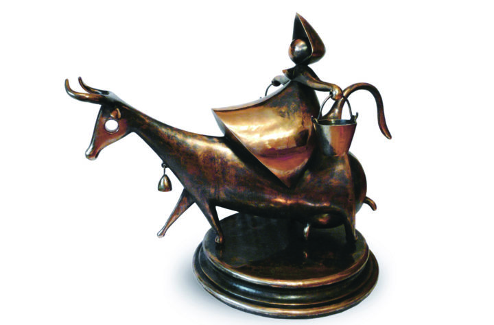 Sculpture titled "Крестьянка" by Pavel Mylnikov, Original Artwork, Bronze