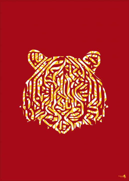 数字艺术 标题为“Tiger” 由Art-Now, 原创艺术品, 2D数字工作 安装在其他刚性面板上