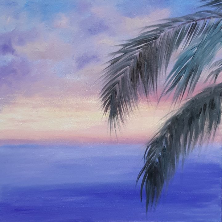 Pittura intitolato "Sunset" da Helen Kushcheva, Opera d'arte originale, Olio