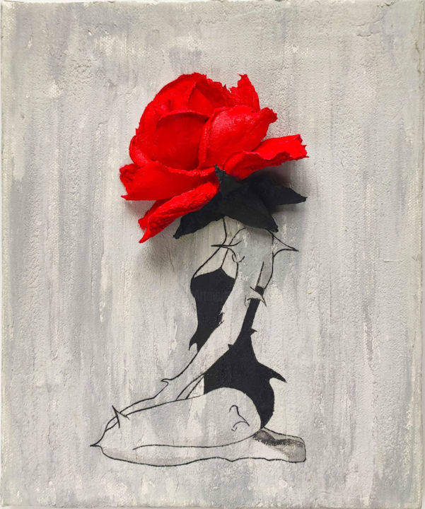 Rzeźba zatytułowany „Картина "Девушка- р…” autorstwa Анна Павлова, Oryginalna praca, Akryl
