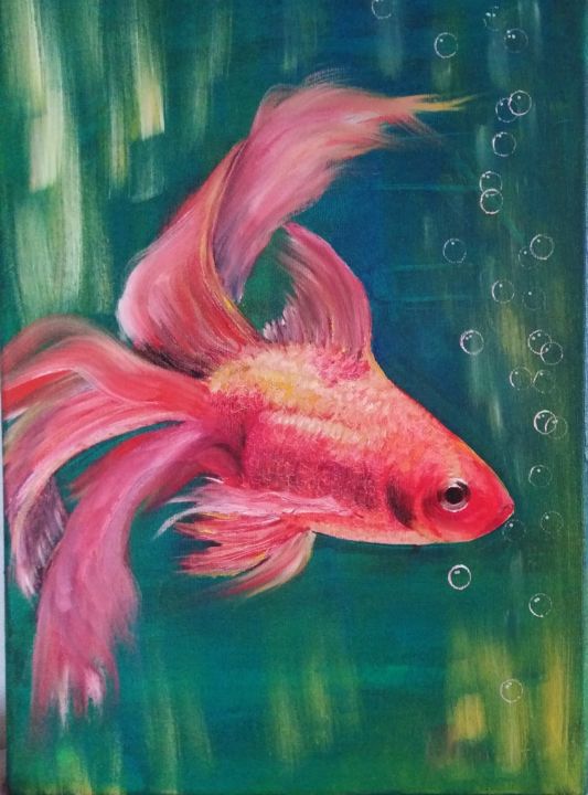 Картина под названием "Золотая рыбка" - Андрей Степанов, Подлинное произведение искусства, Масло