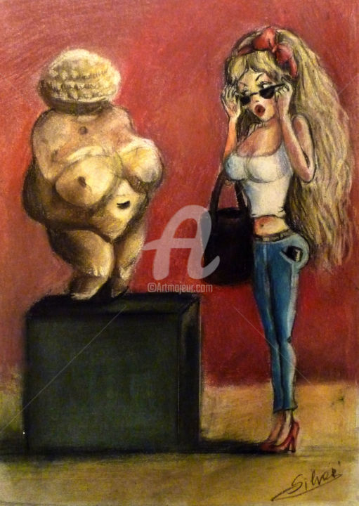 ""2 WOMENS"" başlıklı Resim Art Sil tarafından, Orijinal sanat, Kalem