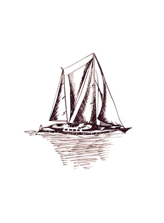 Desenho intitulada "Sailing" por Olga Smirnova, Obras de arte originais, Tinta