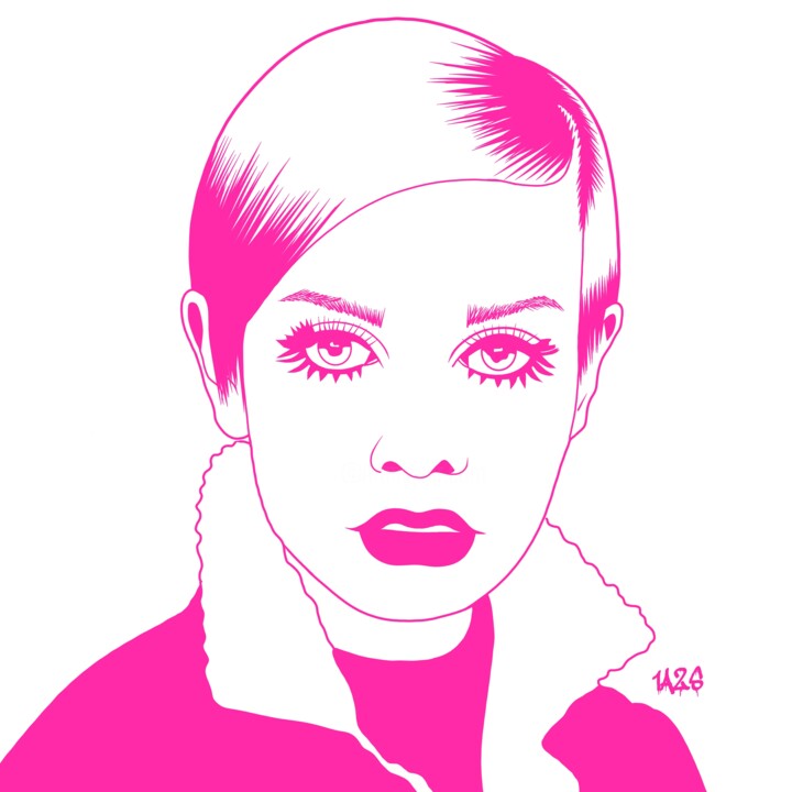 Digital Arts titled "Twiggy portrait" by Art Street, Original Artwork, 2D Digital Work