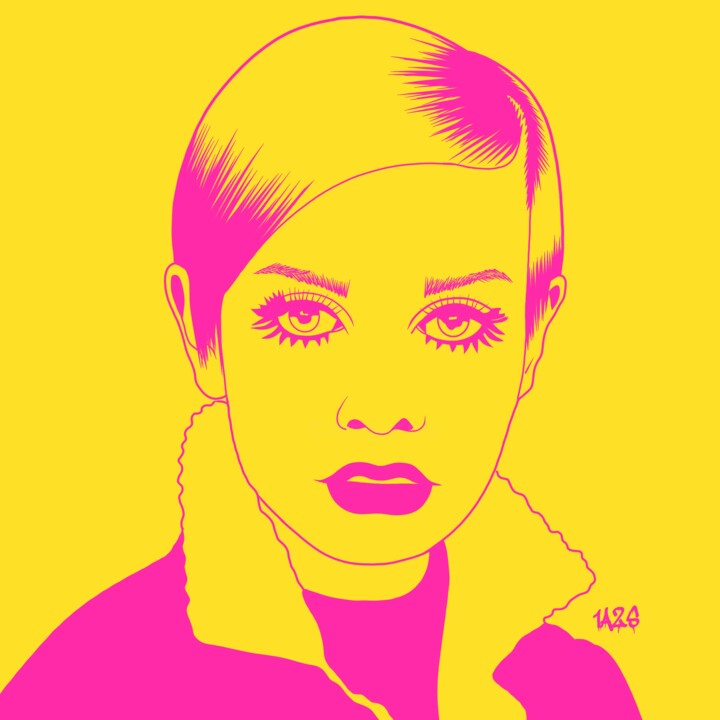 Arte digital titulada "Twiggy portrait col…" por Art Street, Obra de arte original, Trabajo Digital 2D