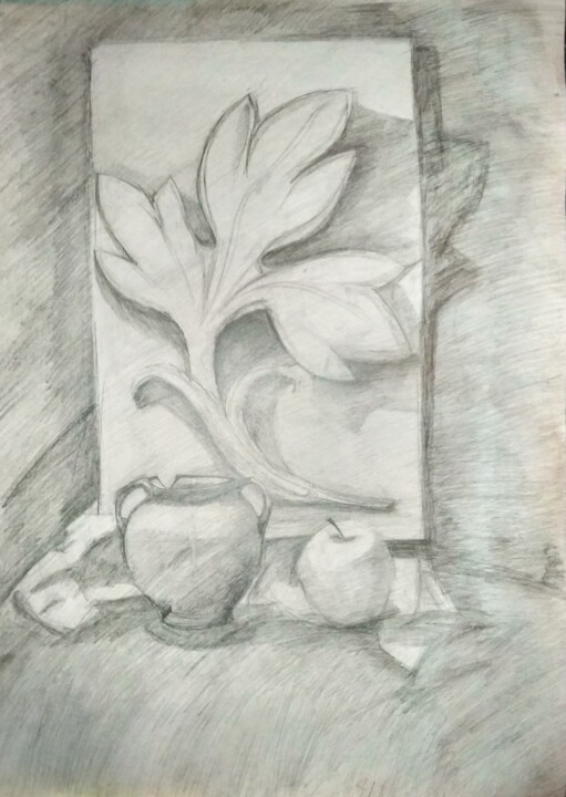 Drawing titled "Still life with an…" by Art-Teodora, Original Artwork, Pencil
