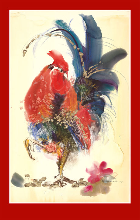 Peinture intitulée "Солнечная птица 14" par Tatiana Ponomareva, Œuvre d'art originale, Aquarelle