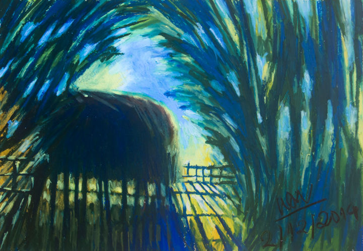 Schilderij getiteld "Grandma's chickenco…" door Art Trinhmai, Origineel Kunstwerk, Pastel