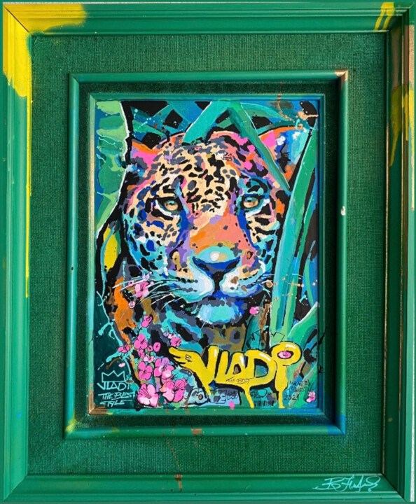 Schilderij getiteld "Jaguar" door Art Vladi, Origineel Kunstwerk, Acryl