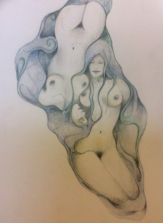 Drawing titled "Cocoon" by Art-Water, Original Artwork, Pencil