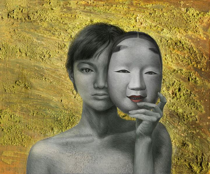 Digitale Kunst mit dem Titel "MASK I" von Tomomi Sato, Original-Kunstwerk