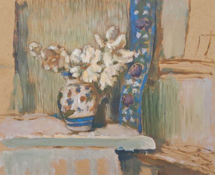 Painting titled "White magnolias Spr…" by Irina Žagata, Original Art, Oil