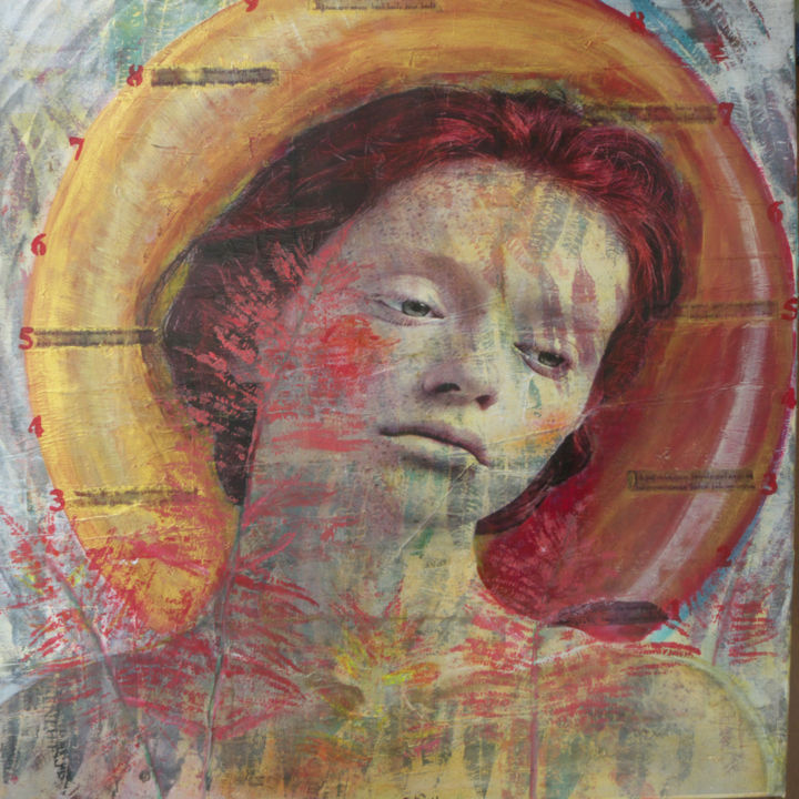 Collagen mit dem Titel "GLORIA" von Patricia Frida, Original-Kunstwerk, Acryl