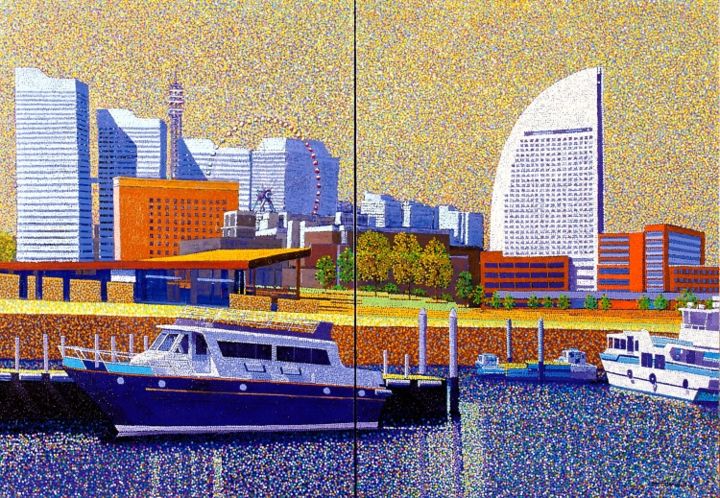 Painting titled "Yokohama Japan" by Juchul Kim, Original Art, Oil