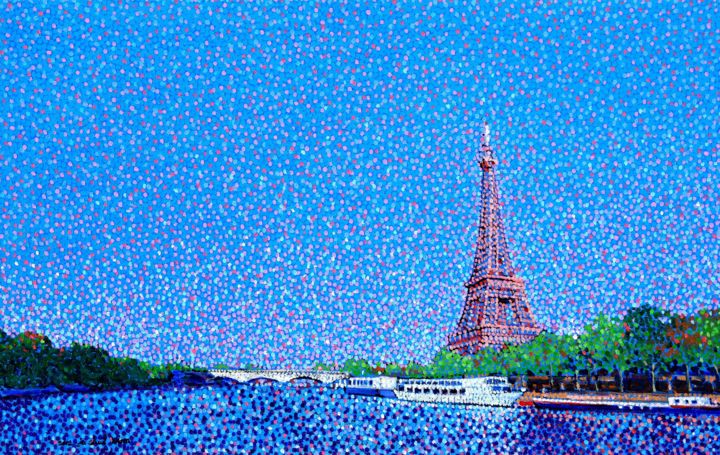 Painting titled "Eiffeltower and the…" by Juchul Kim, Original Art, Oil