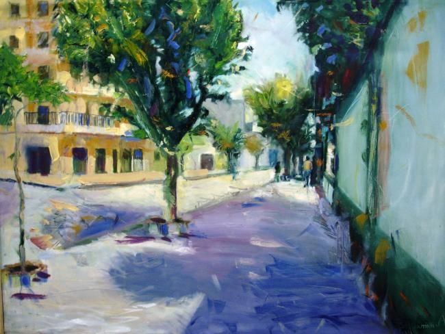Pintura intitulada "rue de la grande po…" por Abdallah Belhaimer, Obras de arte originais, Óleo