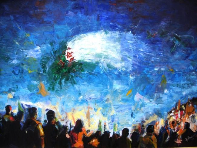 Pintura intitulada "Fédération et le po…" por Abdallah Belhaimer, Obras de arte originais, Óleo