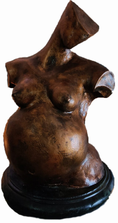 Sculpture titled "Femme enceinte" by Artabdous, Original Artwork, Resin