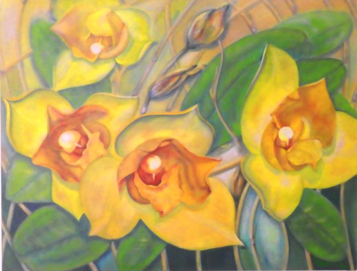 Pintura titulada "Orchidee Lycaste" por Urs, Obra de arte original, Acrílico