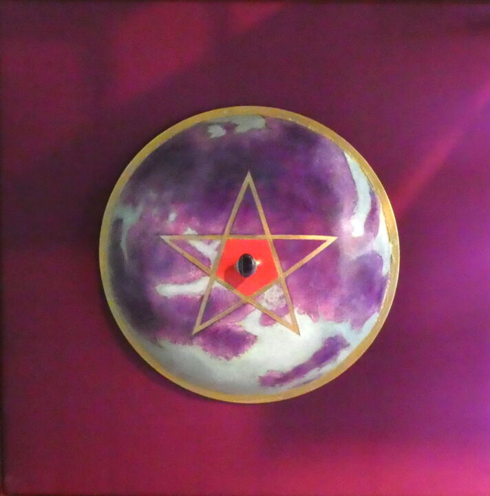 Painting titled ""Purpur" Pentagramm" by Urs, Original Artwork, Fabric Mounted on Wood Stretcher frame